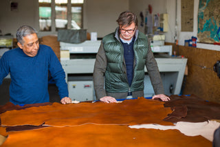 Chris Bosca Inspecting Leather