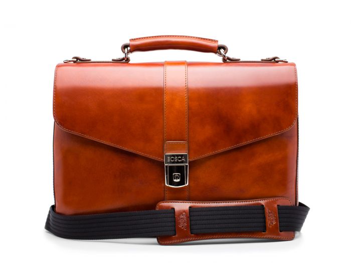 leather flapover briefcase