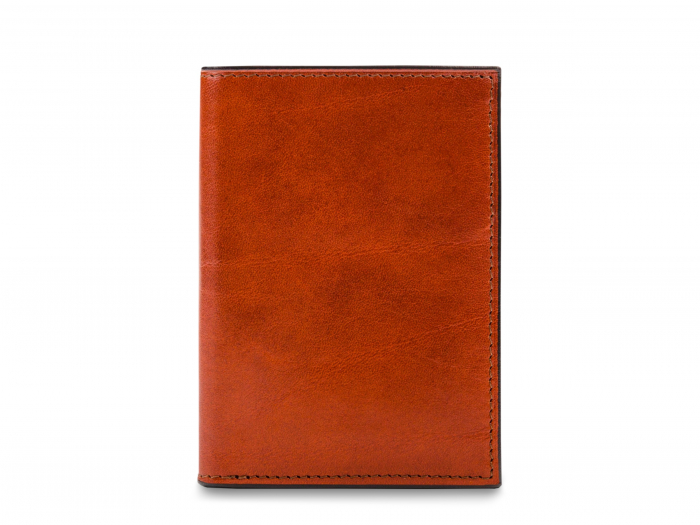 Leather Passport Case / Credit Card Case Wallet - Onyx Black - Borlino