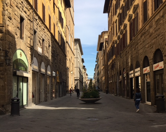 A shot of the empty streets of Florence, which are usually bustling with activity this time of year.